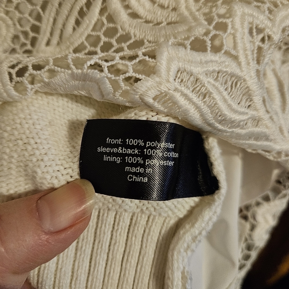 Lane Bryant-Cream Sweater with Lace Front Overlay-Plus Size 18/20 - Picture 5 of 6